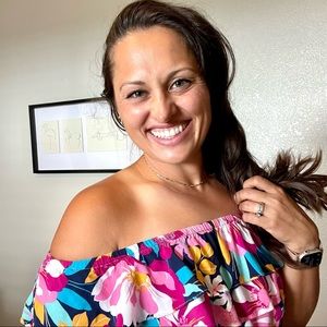 A.N.A. ZOE Floral Off Shoulder Dress with Front Tie